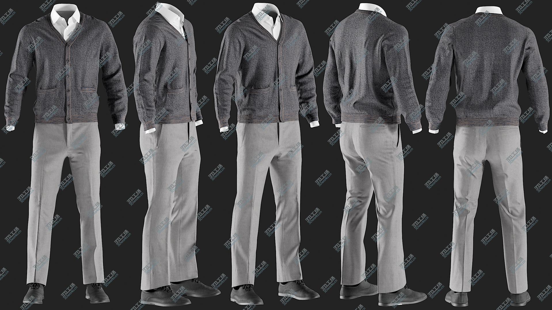images/goods_img/202105073/Men's Pants with Waistcoat, Shirt and shoes 3 3D model/4.jpg